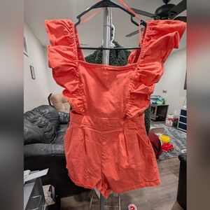 Flying Tomato Ruffled Orange Jumpsuit